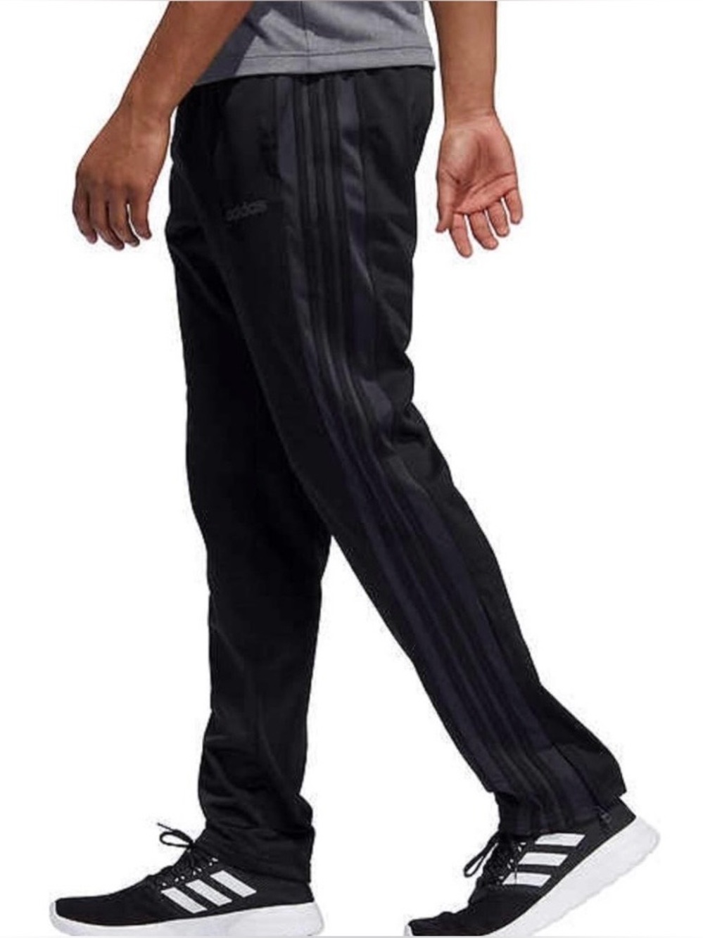 NWT Small adidas Tricot Zip Track Pants Black Grey 3 Stripe FL4870